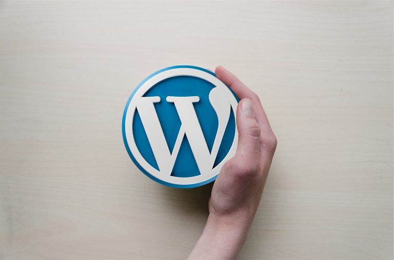 logo WordPress avec une main qui le tient
